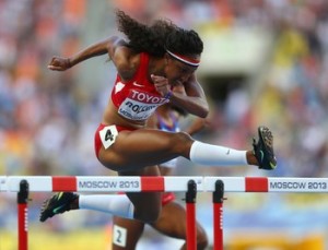 MOSCOW, RUSSIA - AUGUST 17:  Brianna Rollins of the United States competes in the Women's 100 metres hurdles semi finals during Day Eight of the 14th IAAF World Athletics Championships Moscow 2013 at Luzhniki Stadium on August 17, 2013 in Moscow, Russia.  (Photo by Paul Gilham/Getty Images)